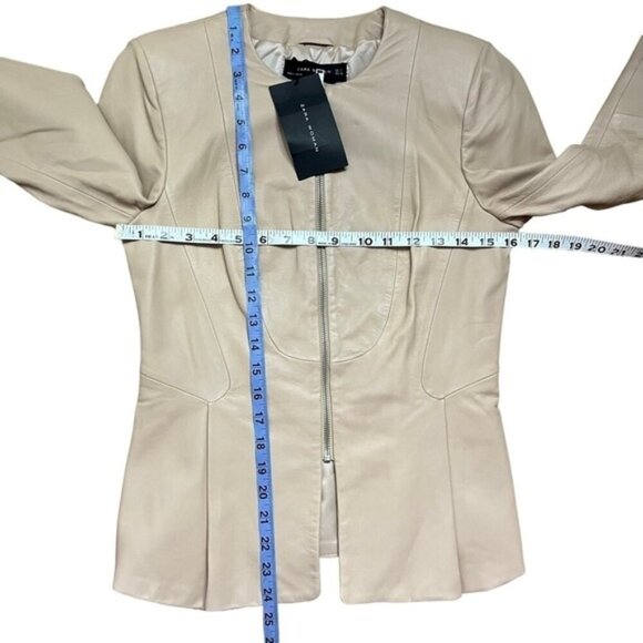 NWT Zara 100% Sheep Leather Jacket Front Zip Women Size Small - Picture 6 of 13